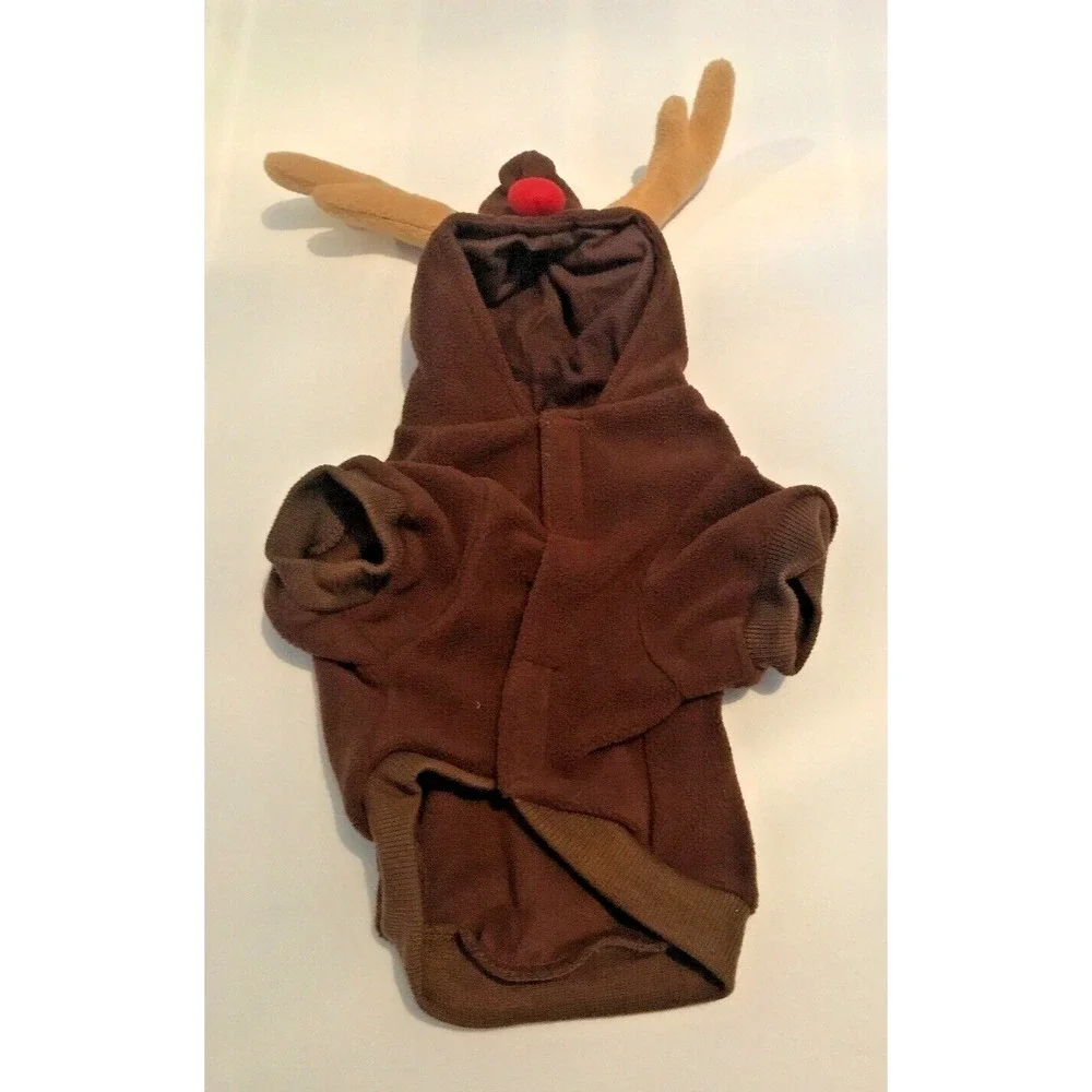 Santa's Reindeer Dog Christmas Sweater Winter Hoodies‎ Warm Two Legged XS Brown